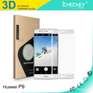 Hight Qualität 0,33 mm 3D ultradünnes Mobiltelefon 9H Hartglas für Huawei P9 plus Hartglas-Displayschutz